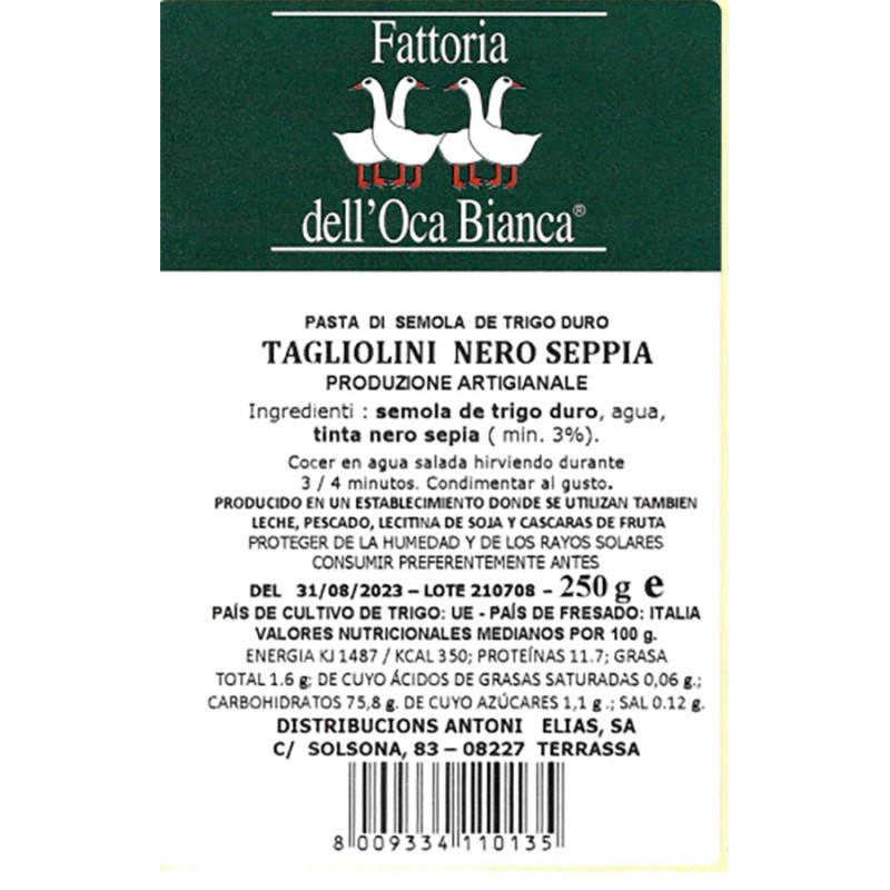 PASTA CON TINTA DE SEPIA BOLSA 6/250g.